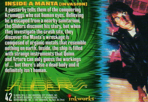 Sliders Inkworks Inside a Manta from the episode Invasion back side